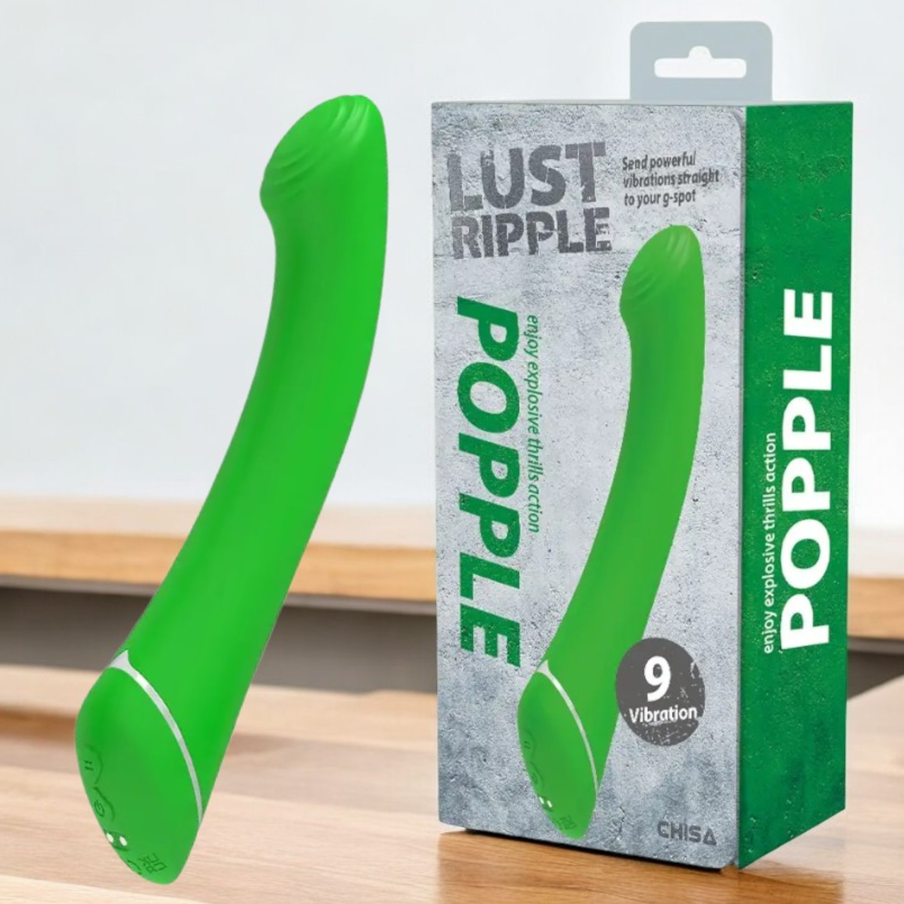 Вібратор силіконовий перезаряджуваний зелений Lust Ripple "Popple" Chisa