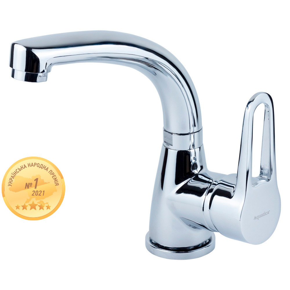 Змішувач HL Ø35 для раковини гусак вигнутий на гайці AQUATICA HL-1A230C (9734000) Зроби це - Vdalo