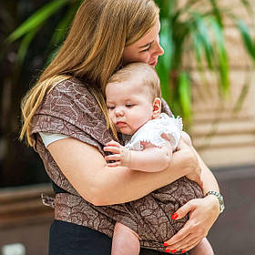 Слінг - шарф для дітей від народження жакардовий Розмір 3 (3,2 метри) шоколадний Leaf