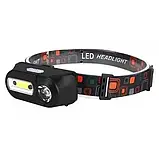 Налобний ліхтарик Bailong BL-1804A XPE+COB акумуляторний 1x18650 microUSB (7_00754), фото 3