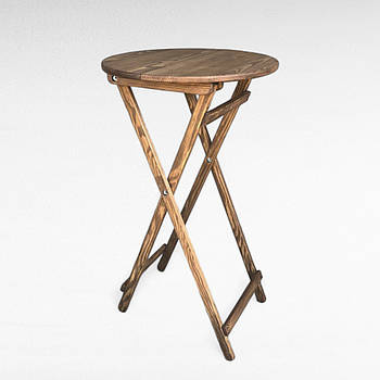 Високий складаний круглий дерев'яний барний стіл для кафе Вуличний розкладний столик з дерева для кав'ярні Дюфа