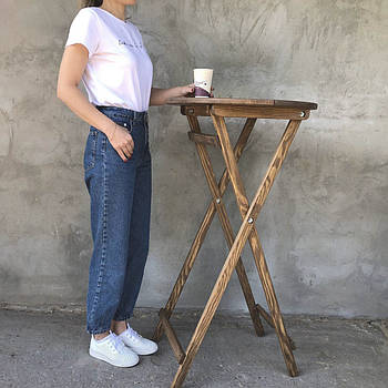 Високий складений дерев'яний стіл для кафе, вуличної кав'ярні Розкладний столик з дерева для вулиці 110*60