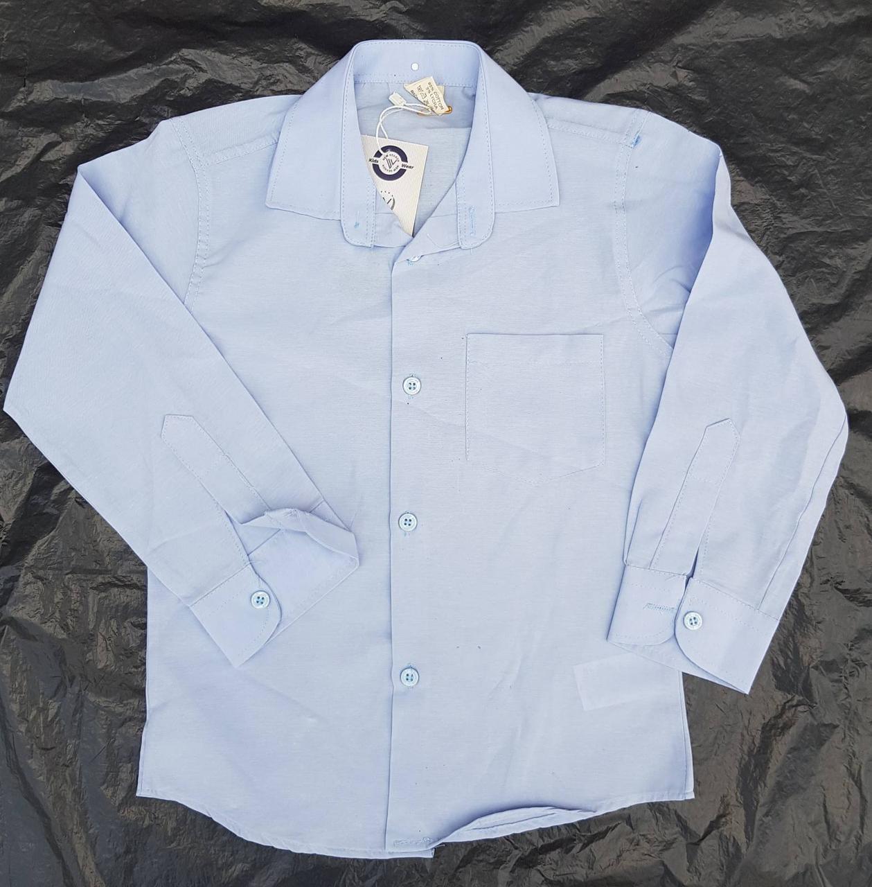 Опт Сорочка класична для хлопців, довгий рукав, р. 10-13 років, блакитна