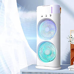 Кондиціонер зволожувач Double-ended Spray Fan / Портативний вентилятор-охолоджувач повітря з LED-підсвіткою