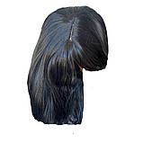 Перука жіноча середньої довжини чорна рівна з прямим чубчиком 45см, фото 4