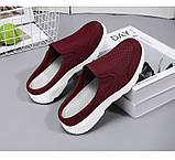 Шльопанці жіночі літні тканинні на платформі 41р — темно-бордові, фото 5