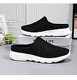 Шльопанці жіночі літні тканинні на платформі 40 розмір — чорні, фото 2