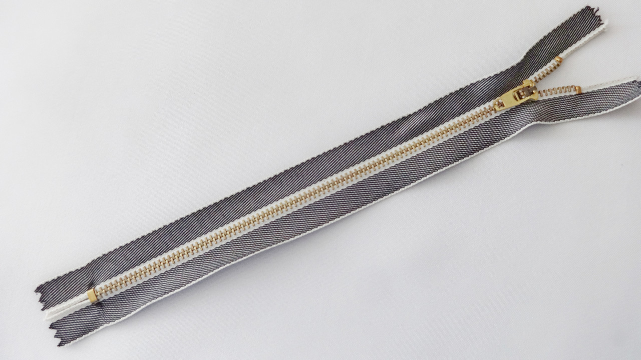 Блискавка металева джинсова  №4.5 індіго/золото 22 см, фото 1