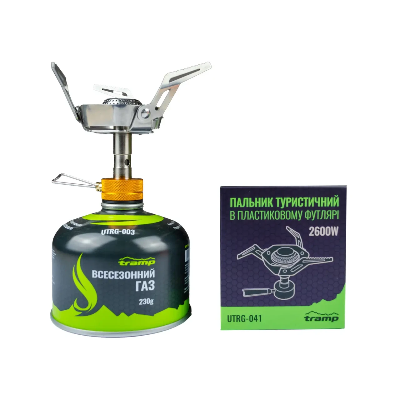 Комплект: газовий пальник складаний з вітрозахистом + картридж 230 грам, фото 1