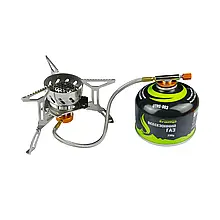 Комплект: газовий пальник зі шлангом та подвійним вітрозахистом + картридж 230 грам