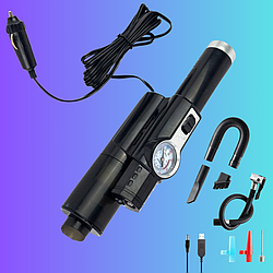 Автомобільний пилосос Portable Vacuum Cleaner LY8018 з компресором та ліхтарем 120 Вт чорний