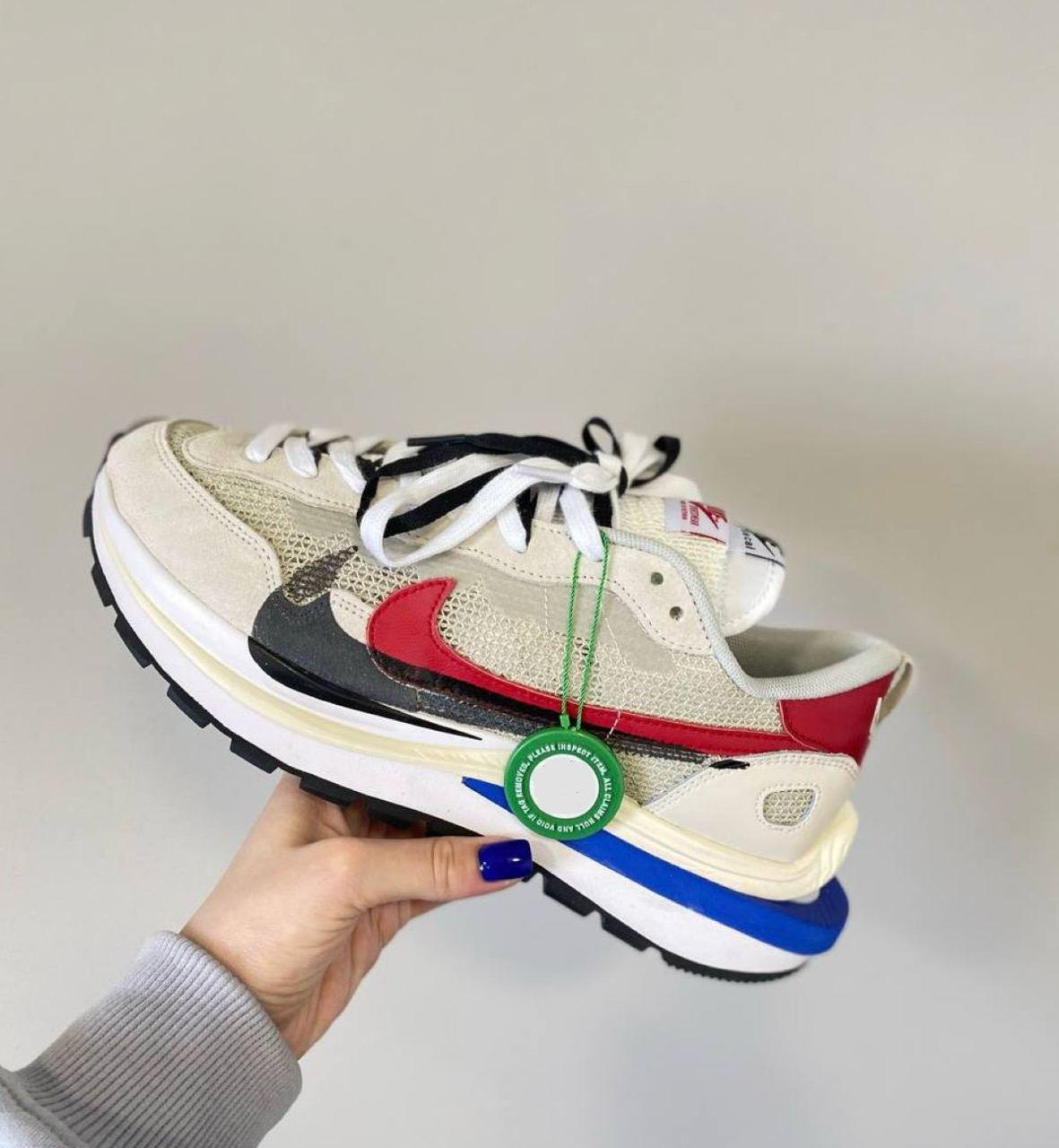 Кросівки чоловічі Sacai Nike Vaporwaffle Sport Fuchsia Game Royal Найк Сакаї бежеві сітка літні