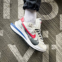 Кросівки чоловічі Sacai Nike Vaporwaffle Sport Fuchsia Game Royal Найк Сакаї бежеві сітка літні, фото 5