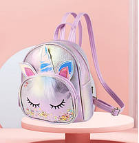 Міні рюкзак із вушками та рогом сплячого Єдинорога, фото 3