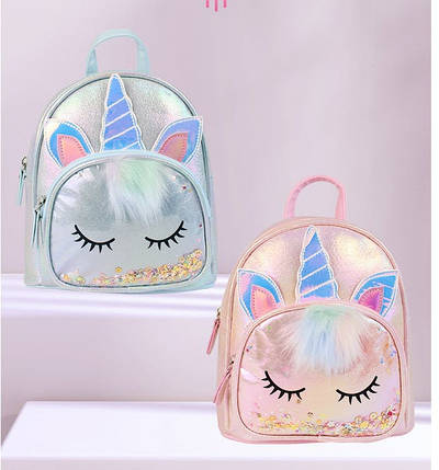 Міні рюкзак із вушками та рогом сплячого Єдинорога, фото 1