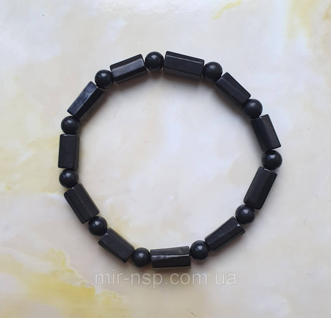 Браслет 100% натуральний шунгіт вага 14 г розмір 20, фото 1