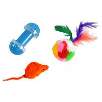 Набір іграшок для кішки миша хутряний м'яч гантель Fox