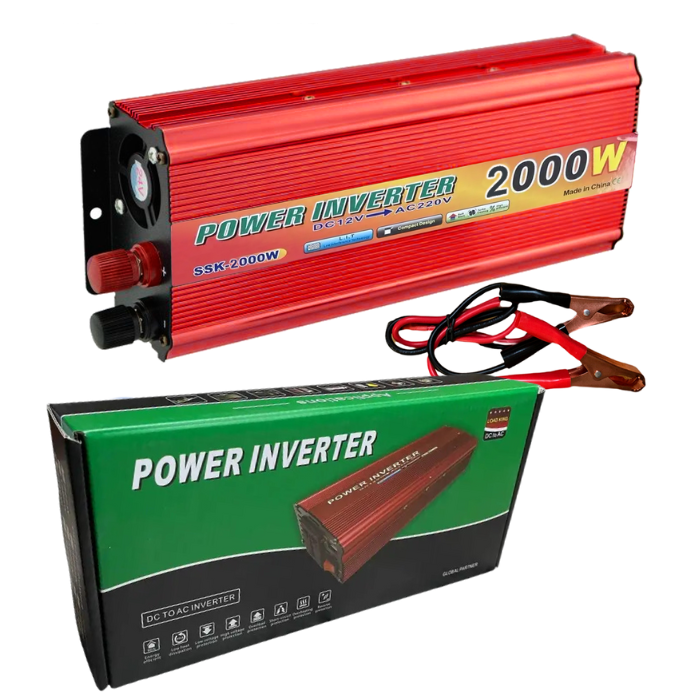 Перетворювач струму 2000W 12V/220V Автомобільний інвертор з датчиками роботи та портом USB SSK-2000W, фото 1