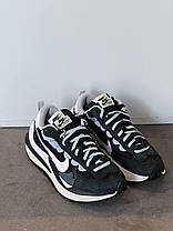 Кросівки чоловічі Sacai Nike Vaporwaffle White Black Найк Сакаї Вейпервафл чорно білі замша текстиль літні, фото 5