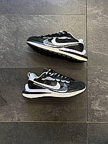 Кросівки чоловічі Sacai Nike Vaporwaffle White Black Найк Сакаї Вейпервафл чорно білі замша текстиль літні, фото 6