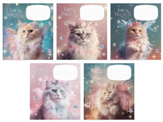 Зошит 12_арк. КОСА лінія "Школярик"/ Fairy cats ГЛІТЕР, фото 1