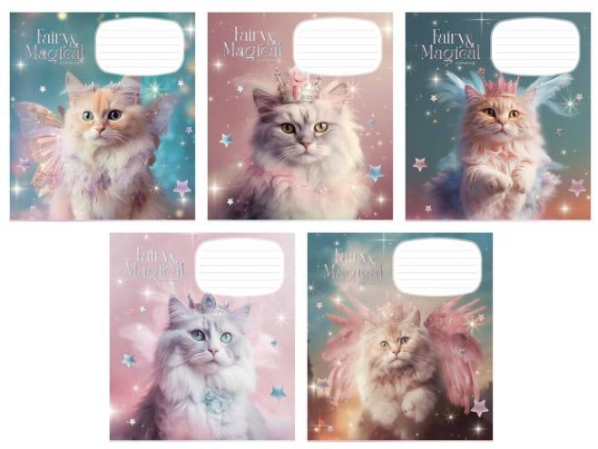 Зошит 12_арк. КОСА лінія "Школярик"/ Fairy cats ГЛІТЕР