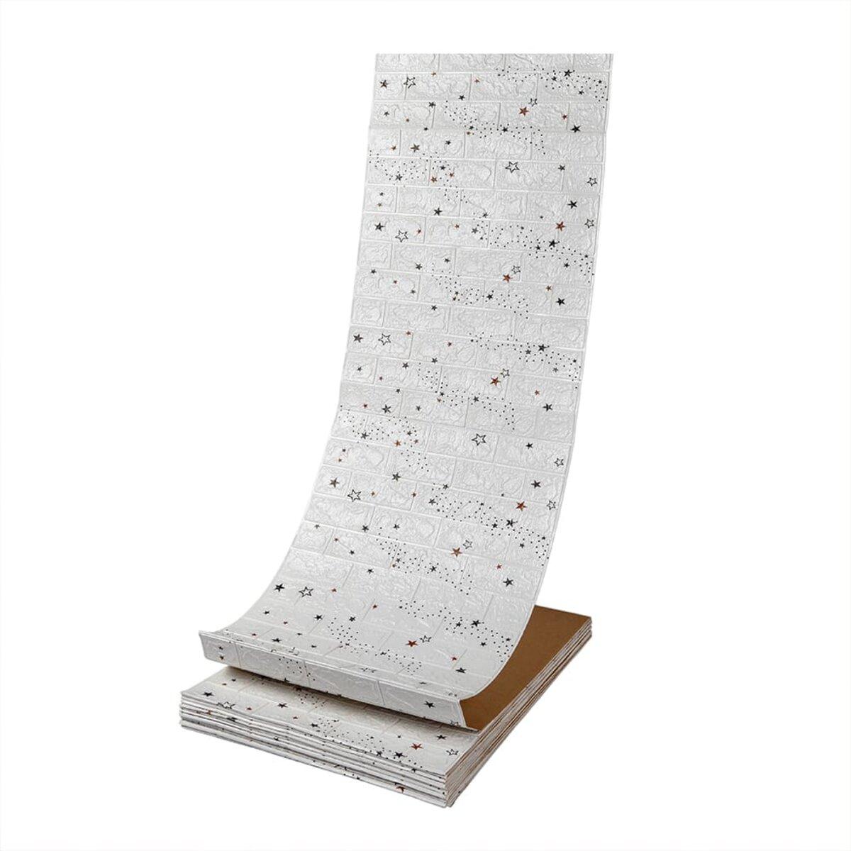 Самоклеющаяся декоративная 3D панель под белый кирпич звезды в рулоне 3080x700x3 мм, фото 1