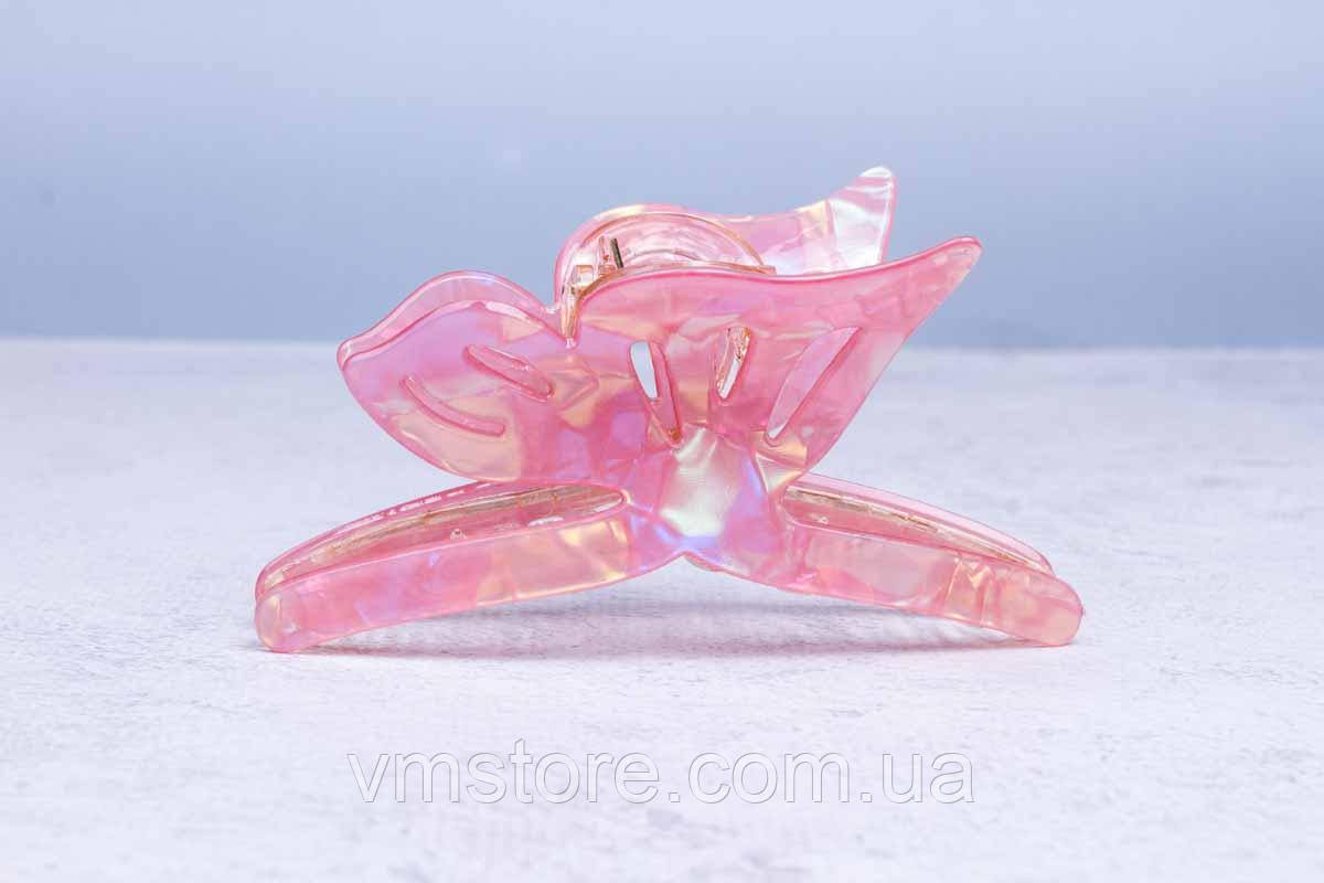 Метелик великий краб для волосся, рожевий, довжина 11 см, фото 1