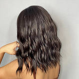 Перука з чубчиком хвиляста середньої довжини коричнева (LC210-4), фото 3