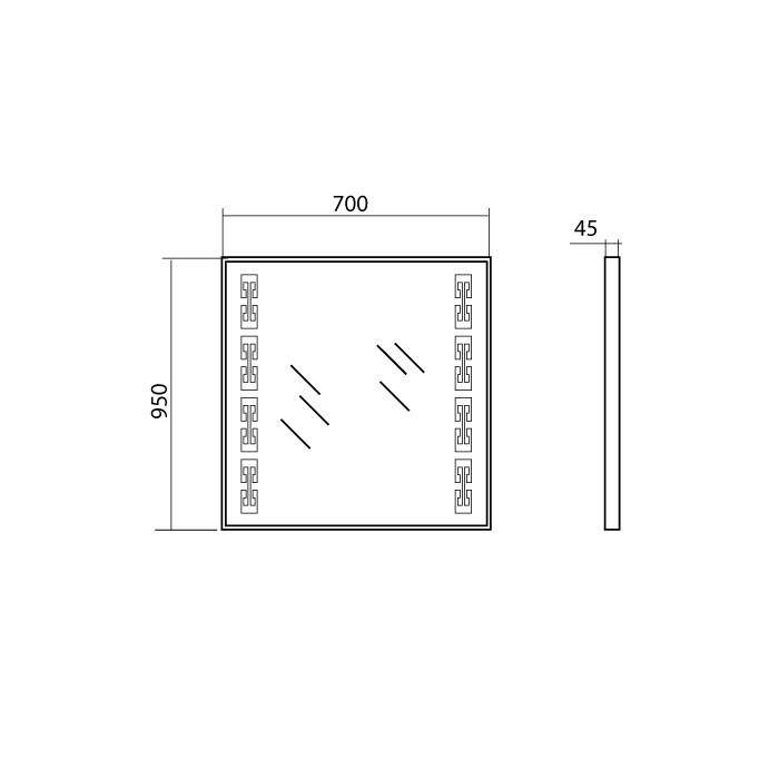 Зеркало Глори-70 (700*45*950) с встроенной подсветкой - фото 3 - id-p426271855