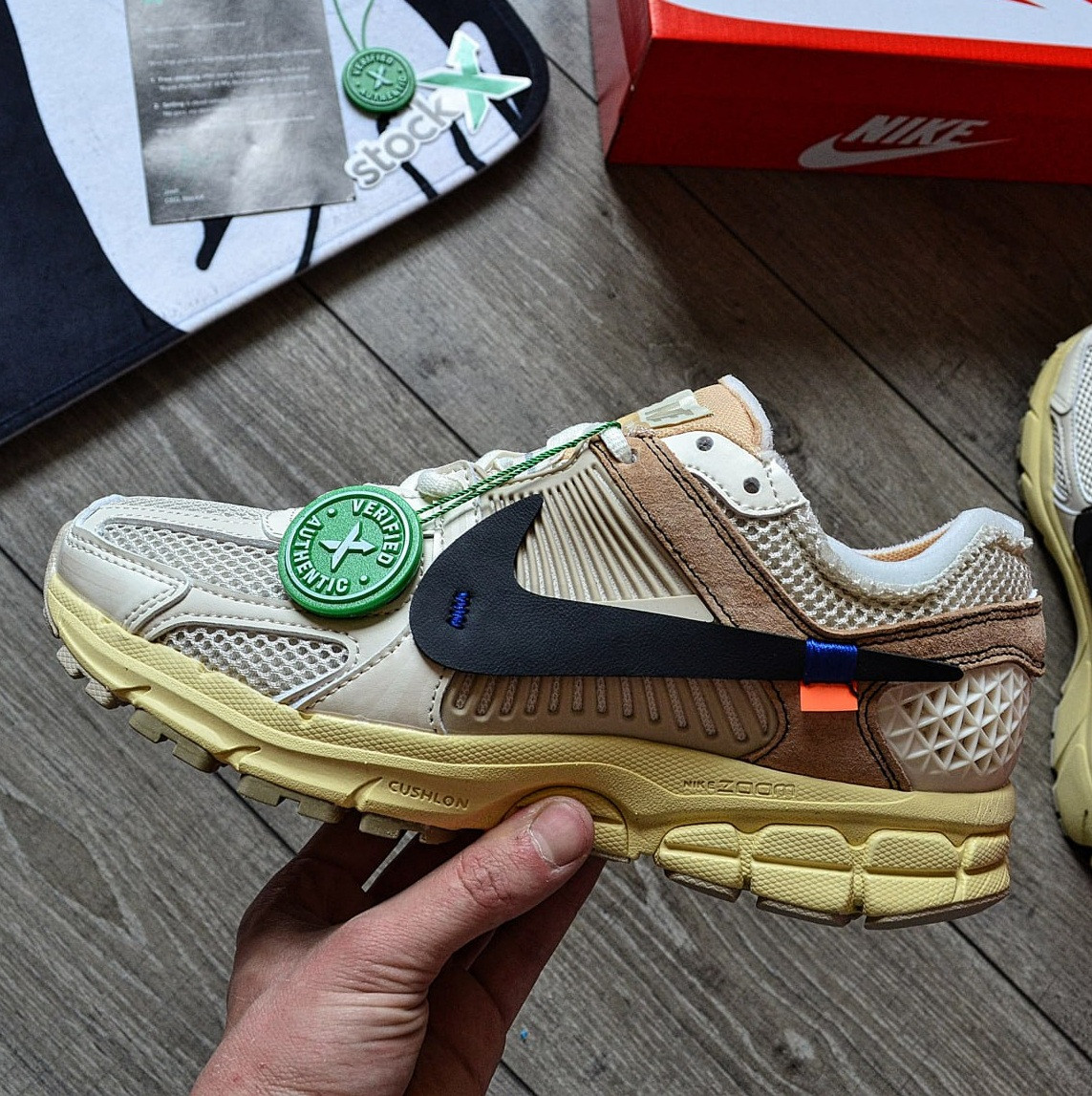 Чоловічі кросівки Nike Zoom Vomero 5 Off-White Beige весна-осінь-літо бежеві. Живе фото, фото 1
