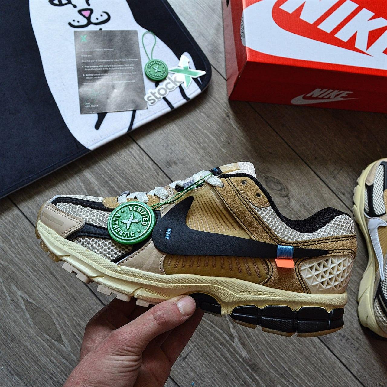 Чоловічі кросівки Nike Zoom Vomero 5 Off-White "rice black" весна-осінь-літо (бежеві з чорним). Живе фото, фото 1