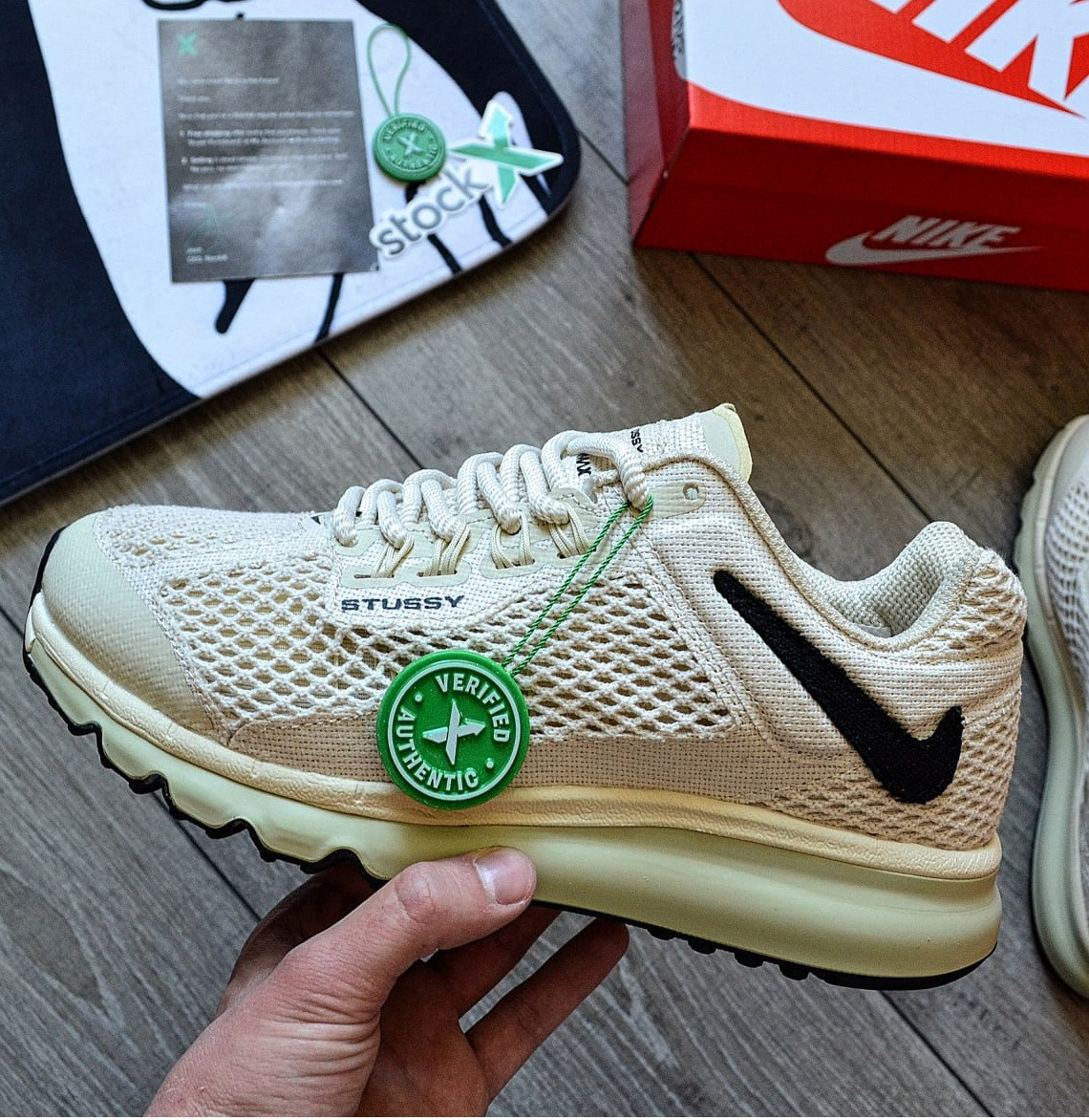 Чоловічі кросівки Nike X Stüssy Air Max 2013 Beige весна-осінь-літо (бежеві). Живе фото, фото 1