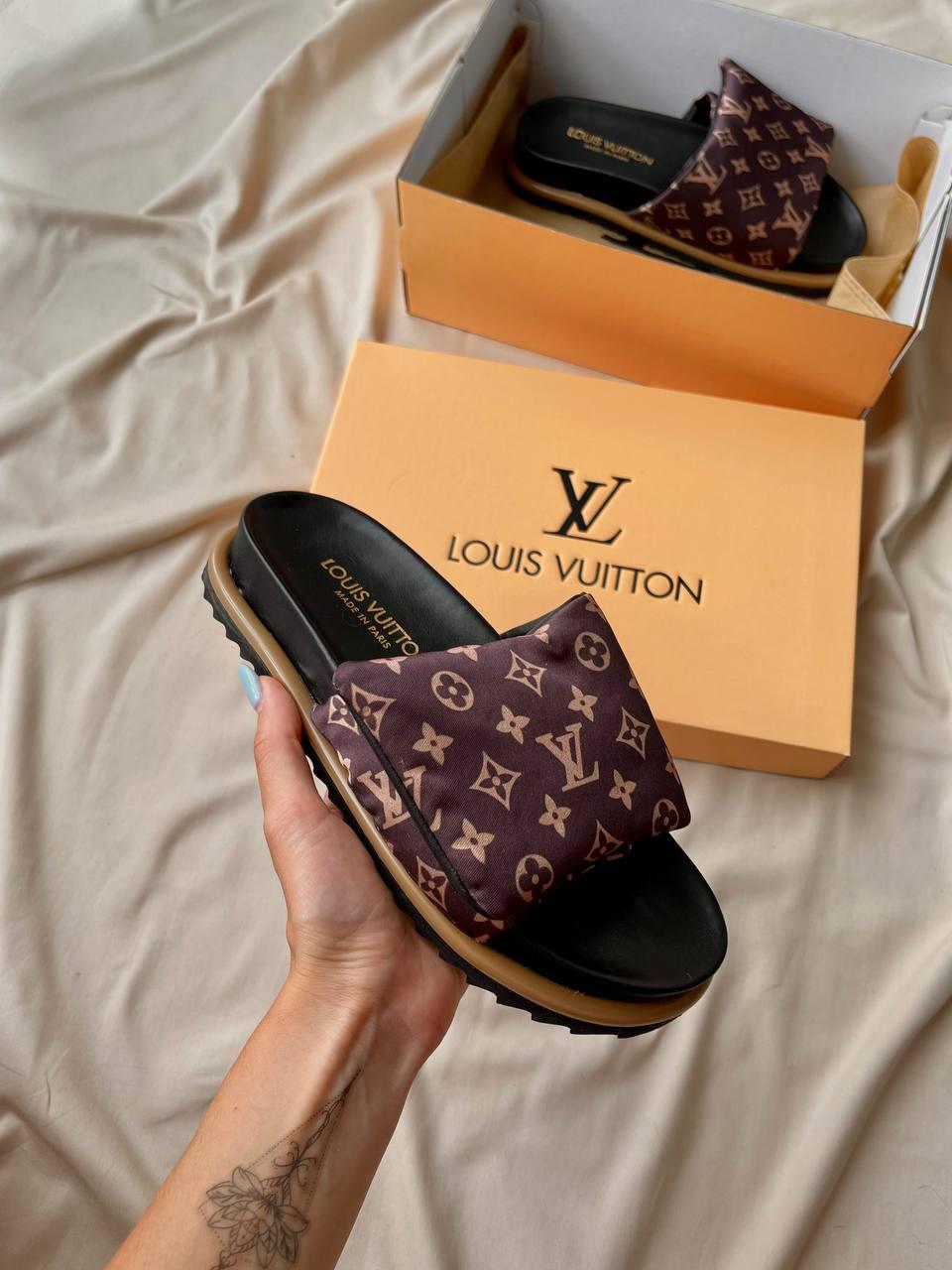 Жіночі шльопанці Louis Vuitton LV Velcro Strap Premium Bordo ALL08982
