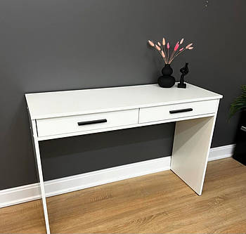 Столик для макіяжу білий з двома шухлядами h76х110х40 см