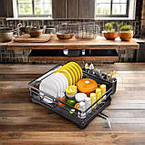 Сушарка для посуду на стільницю з піддоном для води чорна, металева, фото 3