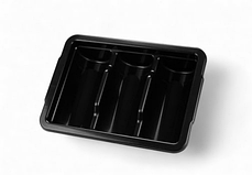 Лоток для столових приладів Пластикові лотки для столових приладів Органайзер для столових чорний на 3 відсіки, фото 3