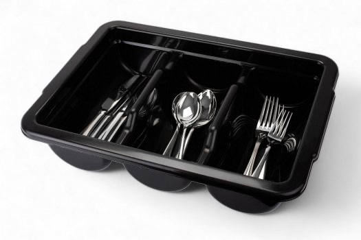 Лоток для столових приладів Пластикові лотки для столових приладів Органайзер для столових чорний на 3 відсіки