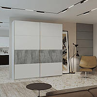 Шафа купе Doros G-Caiser Білий / Білий вставка Бетон 2 ДСП / 4 частини 220х60х240 (42003004)