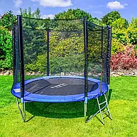 Батут FUNFIT ORIGINAL 252 см с лесенкой и защитной сеткой Большой Прыгательный Для Дома Синий