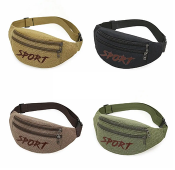 Поясна сумка бананка спортивна тканинна 30*14 см на блискавці в різних кольорах Nina