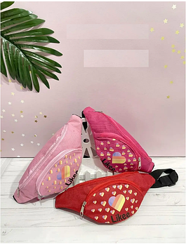 Поясна сумка бананка підліткова тканинна 31*13 см на блискавці модний принт у різних кольорах Nina