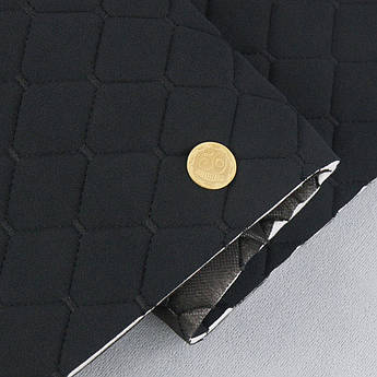 Велюр Venus стьобаний «Чорний Ромб прошитий чорною ниткою» на поролоні 6мм та флізеліні, ширина 140см