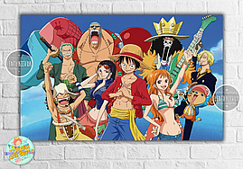 Плакат "One Piece: Ван Піс Команда солом'яного капелюха" 120х75 см на дитячий День народження -