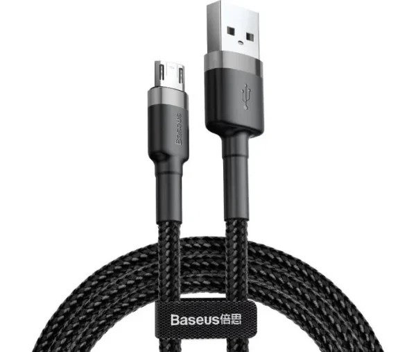 Дата-кабель Baseus Cafule CAMKLF-BG1 1m USB (тато) - microUSB (тато) Black Gray 2.4A, фото 1