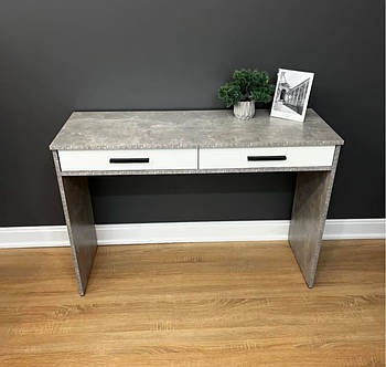 Столик для макіяжу бетон з білим фасадом з двома шухлядами h76х110х40 см