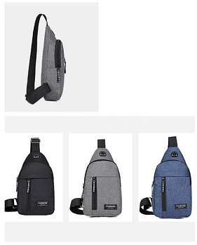 Чоловіча сумка слінг тканинна через плече на блискавці з кишенями 30*17 см у різних кольорах Nina