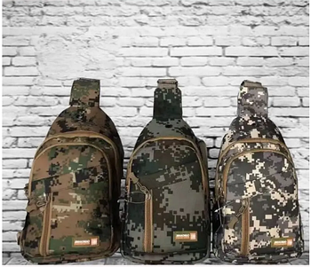 Чоловіча сумка слінг тканинна через плече на блискавці з кишенями 31*17,5 см у різних кольорах Nina