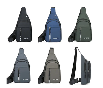 Чоловіча сумка слінг тканинна через плече на блискавці з кишенями 30*17 см у різних кольорах Nina