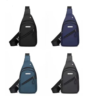 Чоловіча сумка слінг тканинна через плече на блискавці з кишенями 30*17 см у різних кольорах Nina